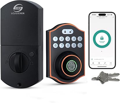 Smart Fingerprint Door Lock, Keyless Entry Deadbolt with Electronic Keypad, Bluetooth App Control, Compatible with Alexa & Google Assistant, for Front Door/Office Oil Rubbed Bronze