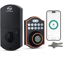 Smart Fingerprint Door Lock, Keyless Entry Deadbolt with Electronic Keypad, Bluetooth App Control, Compatible with Alexa & Google Assistant, for Front Door/Office Oil Rubbed Bronze