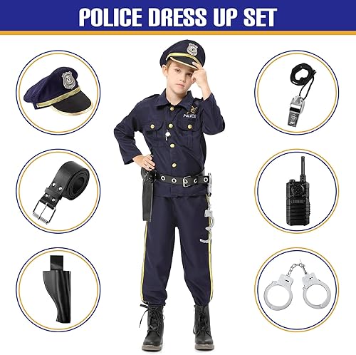Miniatura 3 de Acekid Disfraz de policía para niños, disfraz de oficial de policía de Halloween para niños