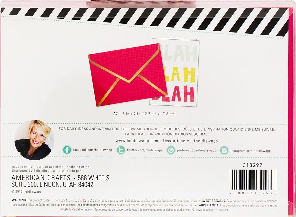 Heidi Swapp A7 Envelopes 4/Pkg-Pink W/Gold Foil Edge