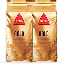 Delta Cafés - Coffee in Gold Bean - 2 Packs of 1 kg - Intensity 12 - Arabica and Robust Blend - Very Aromatic with Notes of Roasted Cereals and Sweet Popcorn