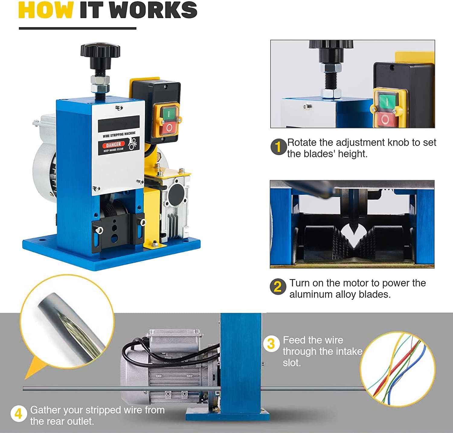 Best Cyber Monday 🔥 Automatic Electric Wire Stripping Machine, Scrap Cable Stripper for Scrap Copper Recycling, Compact & Portable Aluminum Alloy Construction, Extra Blade Included, 1.5mm-25mm