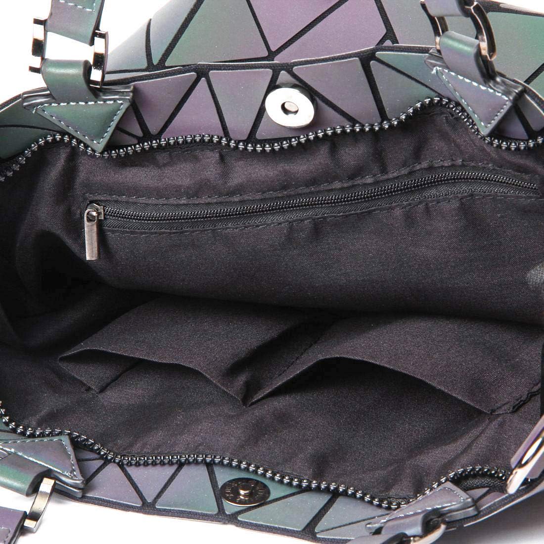 Geometric Luminous Purses and Handbags for Women Holographic Reflective Crossbody Bag Wallet Flash Rainbow Tote
