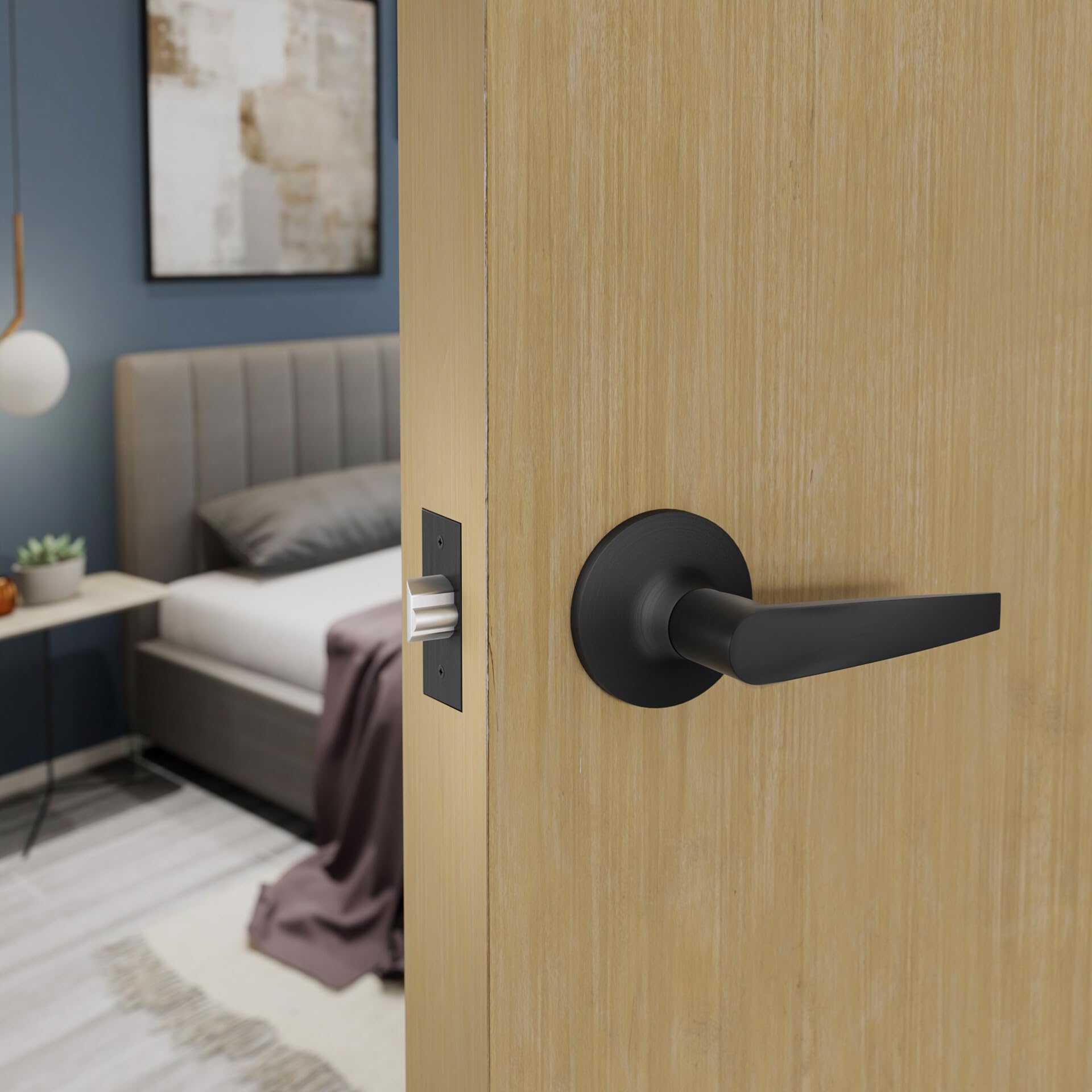 Poignée De Porte De Passage , Lot De 5, Noir Mat, Levier