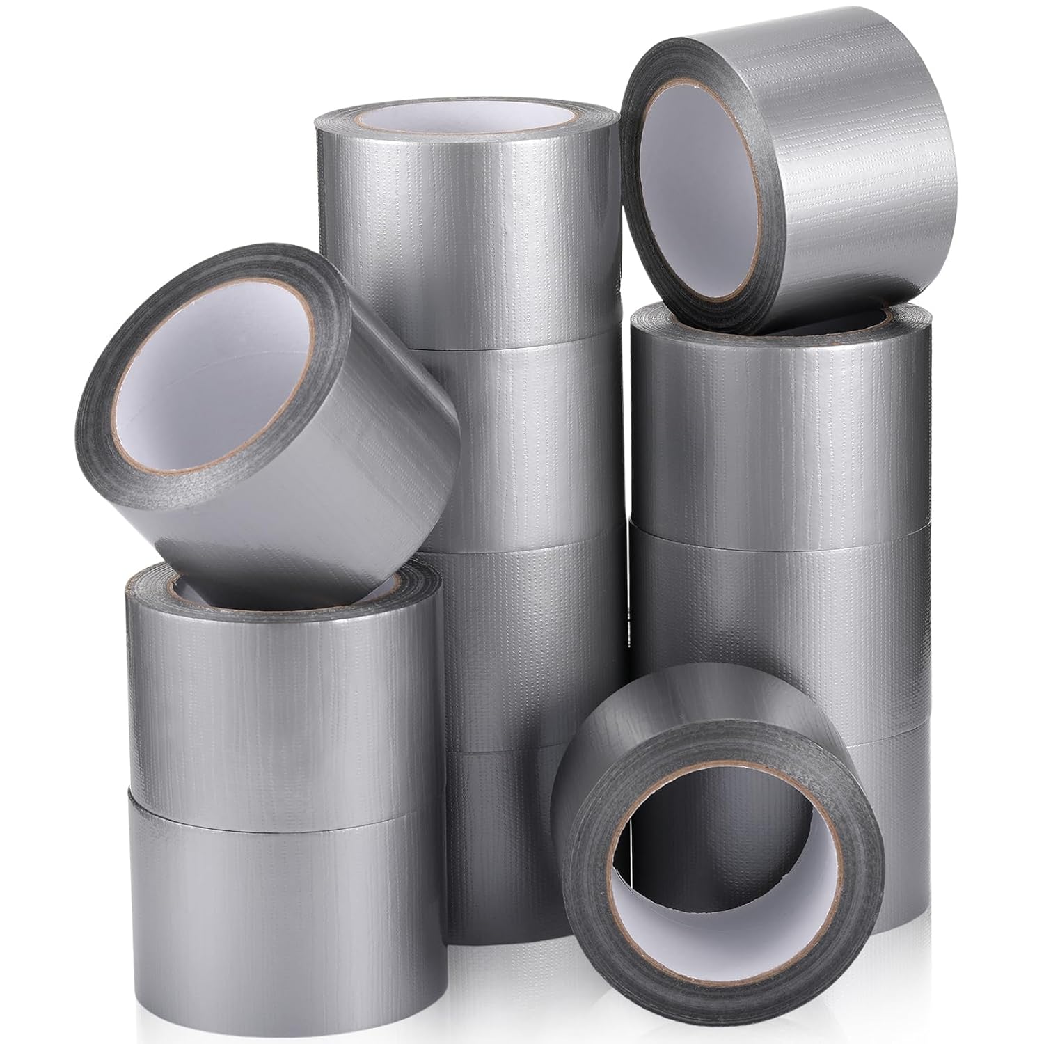 Pangda 12 Pack Duct Tape Heavy Duty Waterproof Silver Duct Tape Bulk 3 Inch x 30 Yd, 360 Total Yd Strong Adhesive No Residue for Indoor Outdoor Repairs Tear by Hand