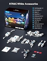 Vista 9 de Govee Permanent Outdoor Lights Pro, 200ft with 120 RGBIC LED Lights for Daily and Accent Lighting, 75 Scene Modes for Outdoor Decor, IP67 Blanco