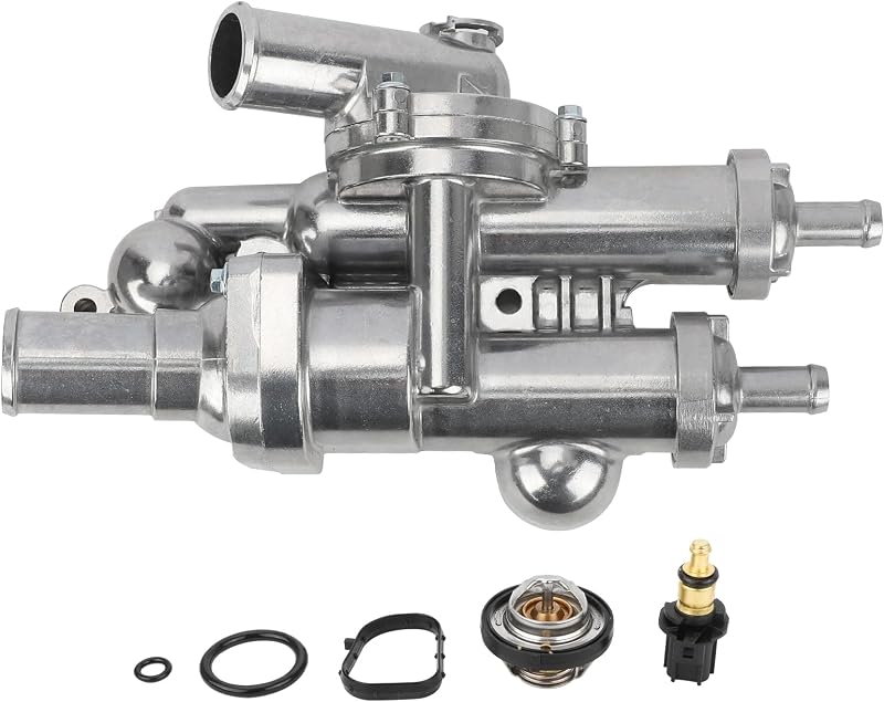 Carcaça da válvula termostática em alumínio X4XZ 68003582AB para Chrysler, Dodge e Jeep – 1 unidade