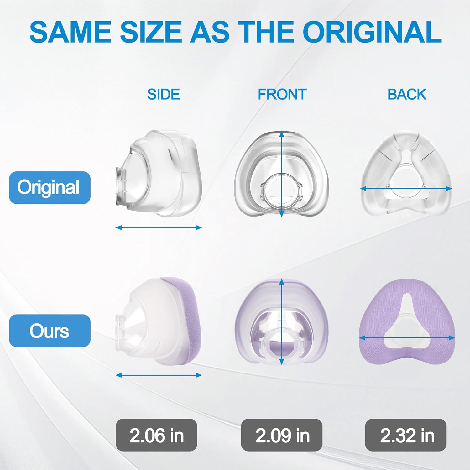 2 PCS Nasal Cushion for AirFit N20(L),1 pc Soft Fabric Nasal Cushion and 1 pc Velvet-Lined CPAP Nasal Mask Cushion for AirTouch N20, Soft Fabric for All Seasons, Velvet-Lined for Fall/Winter(Purple) - Image 4