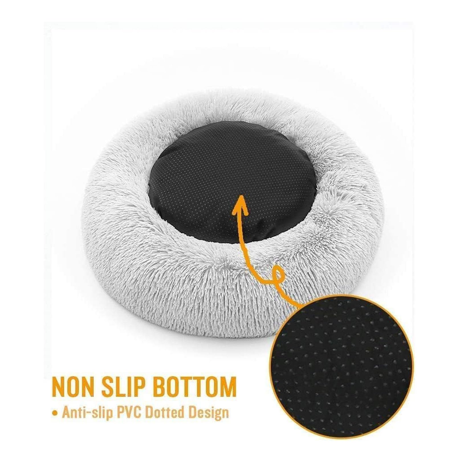 جي زي اس سرير كلاب قطيفة صغير قابل للغسل، سرير كلب دائري غير قابل للانزلاق ومضاد للقلق، سرير للحيوانات الاليفة الصغيرة والمتوسطة والقطط والحيوانات الاليفة (رمادي، 40 سم)