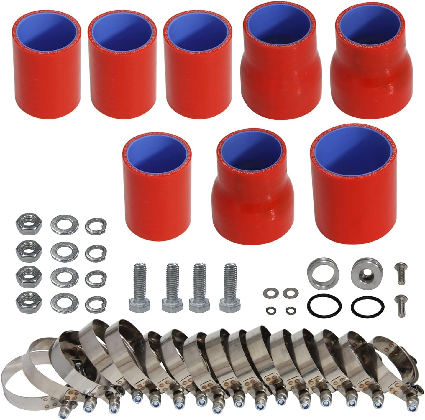 Front Mount Intercooler Kit for VW Jetta Golf GTI GL/GLI/GLS MK4 1.8T 1.8L 98-05 Engines FMIC Bolt (black-red pleat)