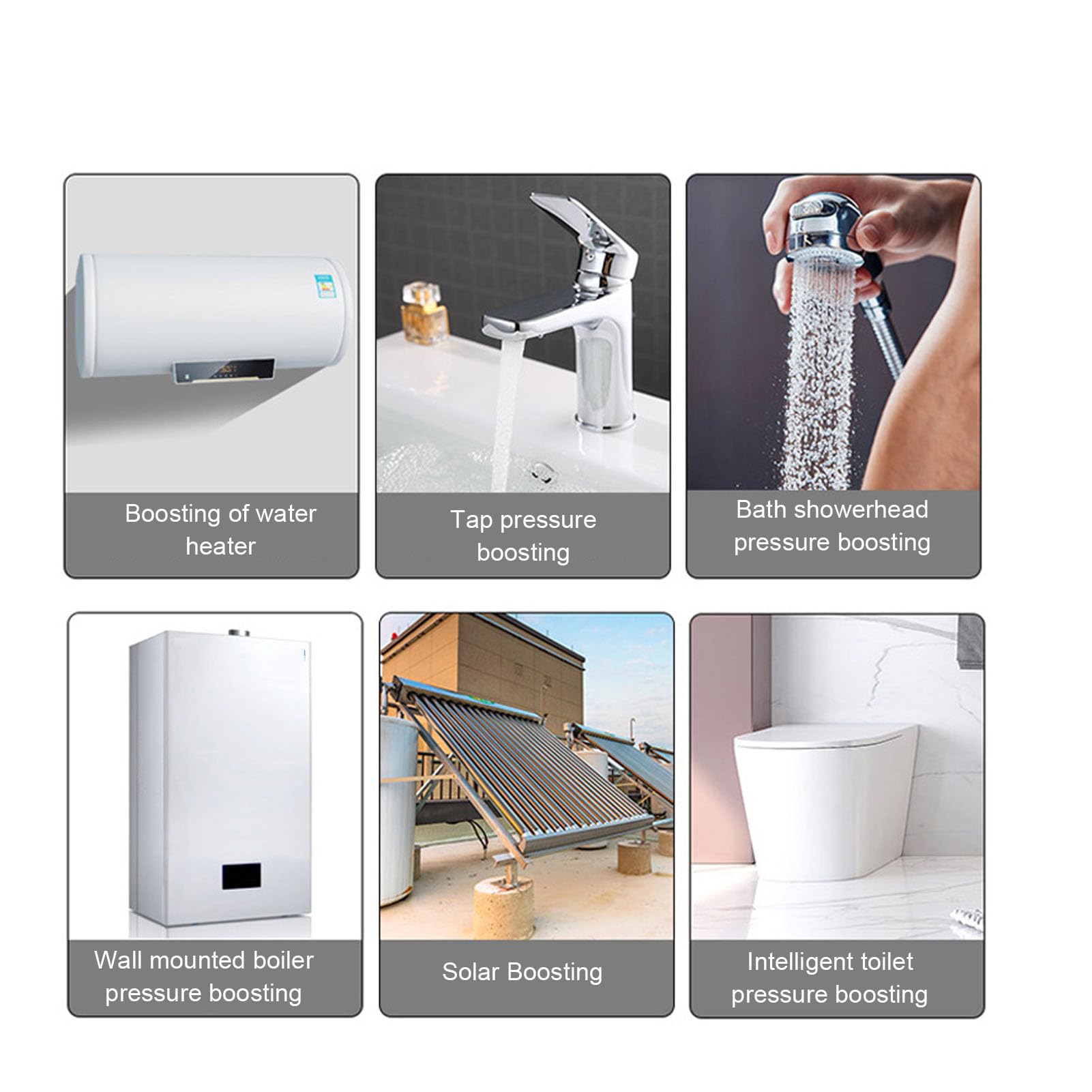 Goshyda Bomba de Refuerzo de Presión de Agua, 100W 150W 200W 3 Velocidades Bomba de Refuerzo de Ducha, Soporte de Parada de Inicio Inteligente, para la Cocina del Inodoro de Grifo (Enchufe de la UE)