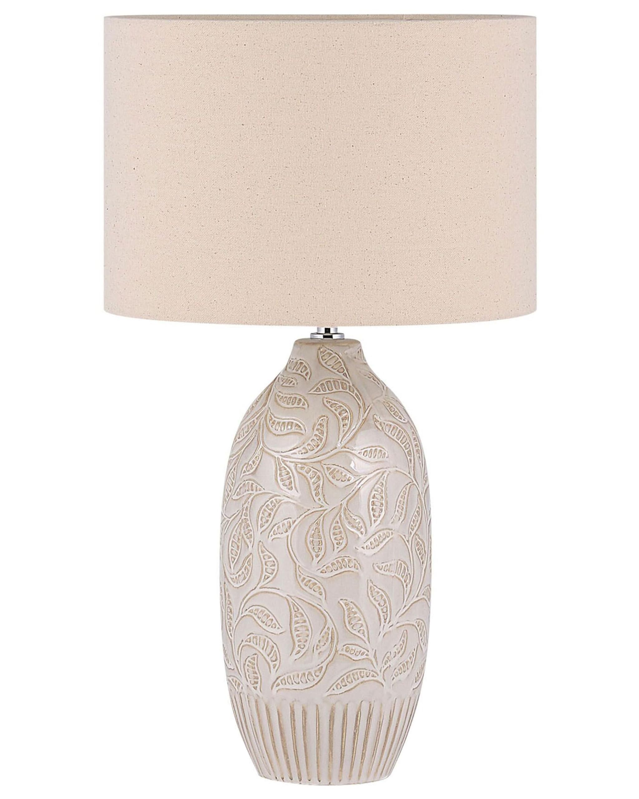 Beliani Moderne Tischleuchte im Salon Keramik/Polyester beige Salza