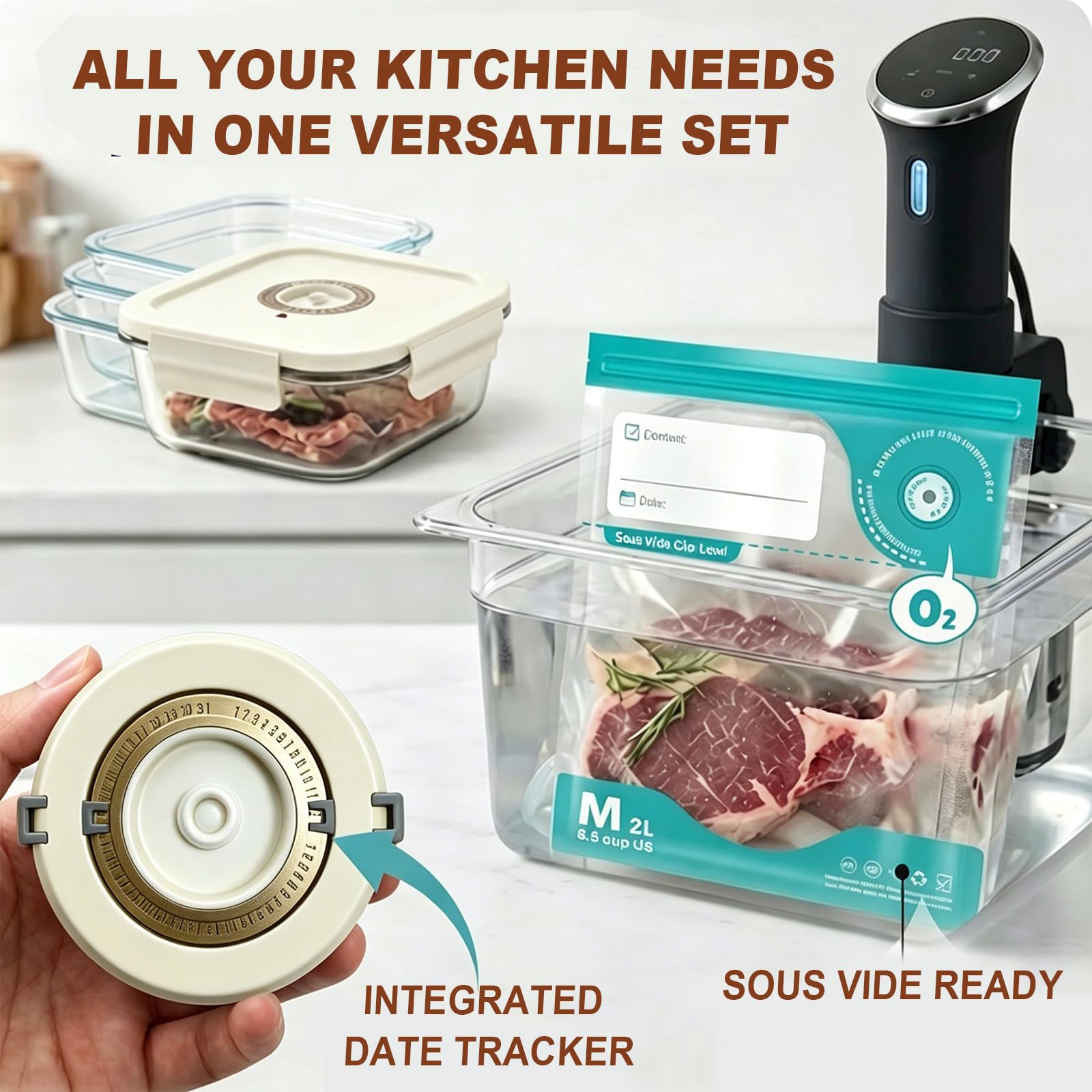 17 PCS Glass Food Vacuum Storage Containers, Up to 5 times longer