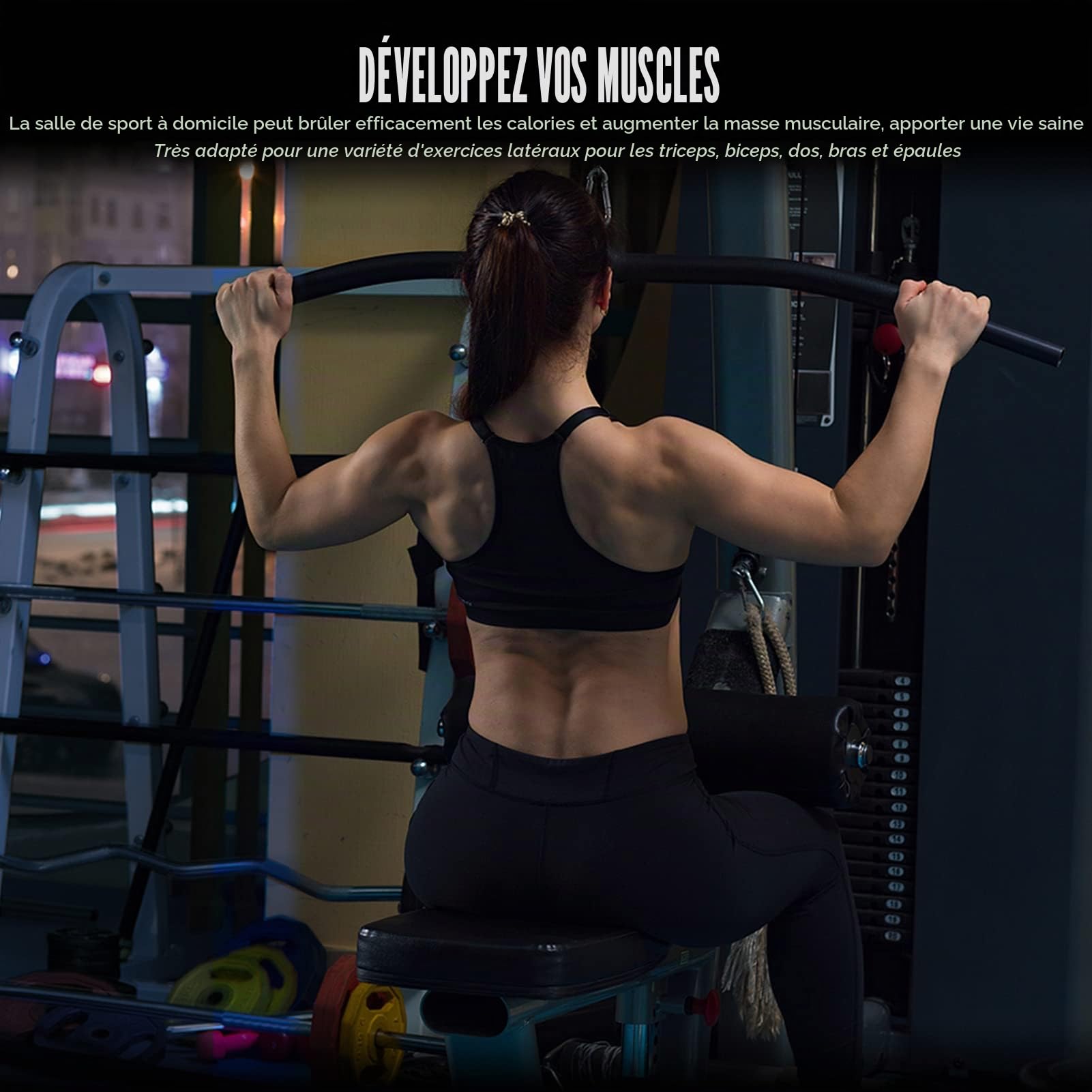 Barre Tirage Musculation, Barre de Tirage Dos, Arrière Levier de Tension Épaule Tirant Tige Barre Tirage Dos Musculation Accessoire Tirage Musculation