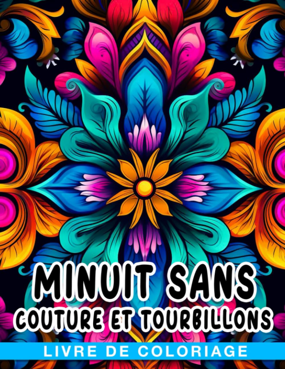 Livre de coloriage Minuit sans couture et tourbillons: Pages de coloriage complexes sur fond noir pour ad