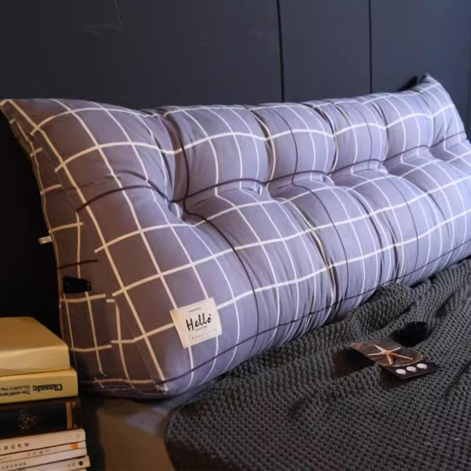 Wedge Pillow Headboard,Triangular Headboard Cushion,Washed Cotton Headboard Pillow,Backrest Pillow,Backrest Back Cushion Headboard,Soft Large Comfy Reading Pillows(Size:120*50*22cm,Color:B)