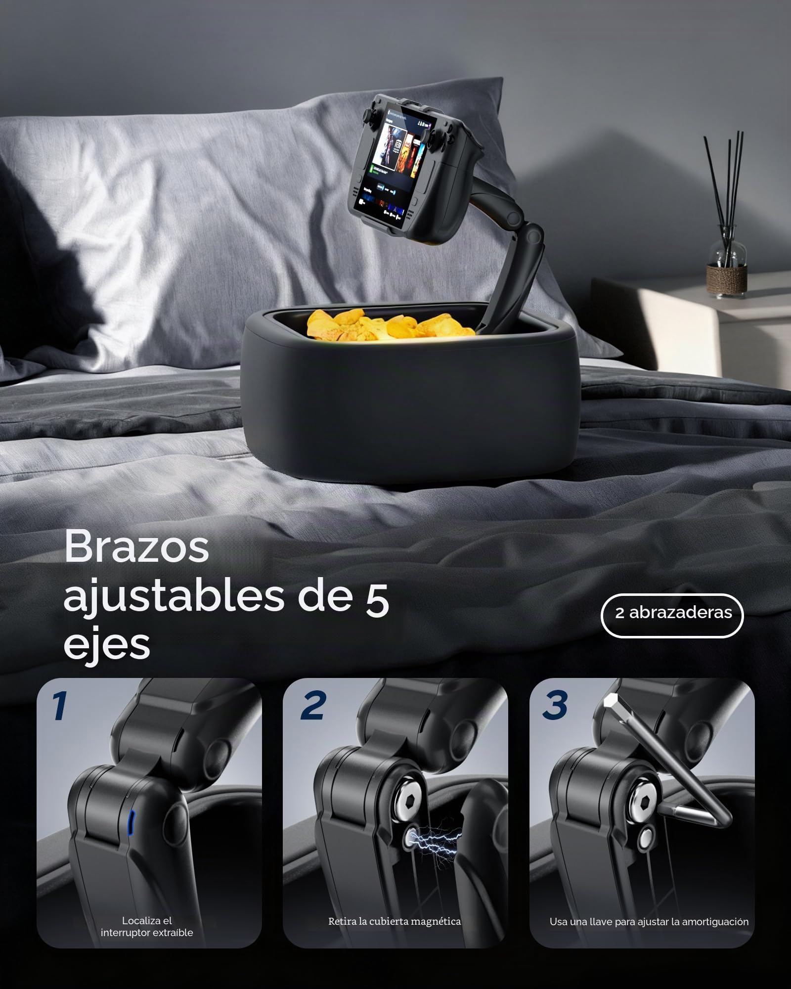 LULULOOK Soporte para Almohada Gaming para Steam Deck OLED & LCD y tabletas de 4,7-14,6", Soporte para Almohada para Kindle Zero Gravity para el Regazo, Accesorios para Steam Deck (Lavable a máquina)