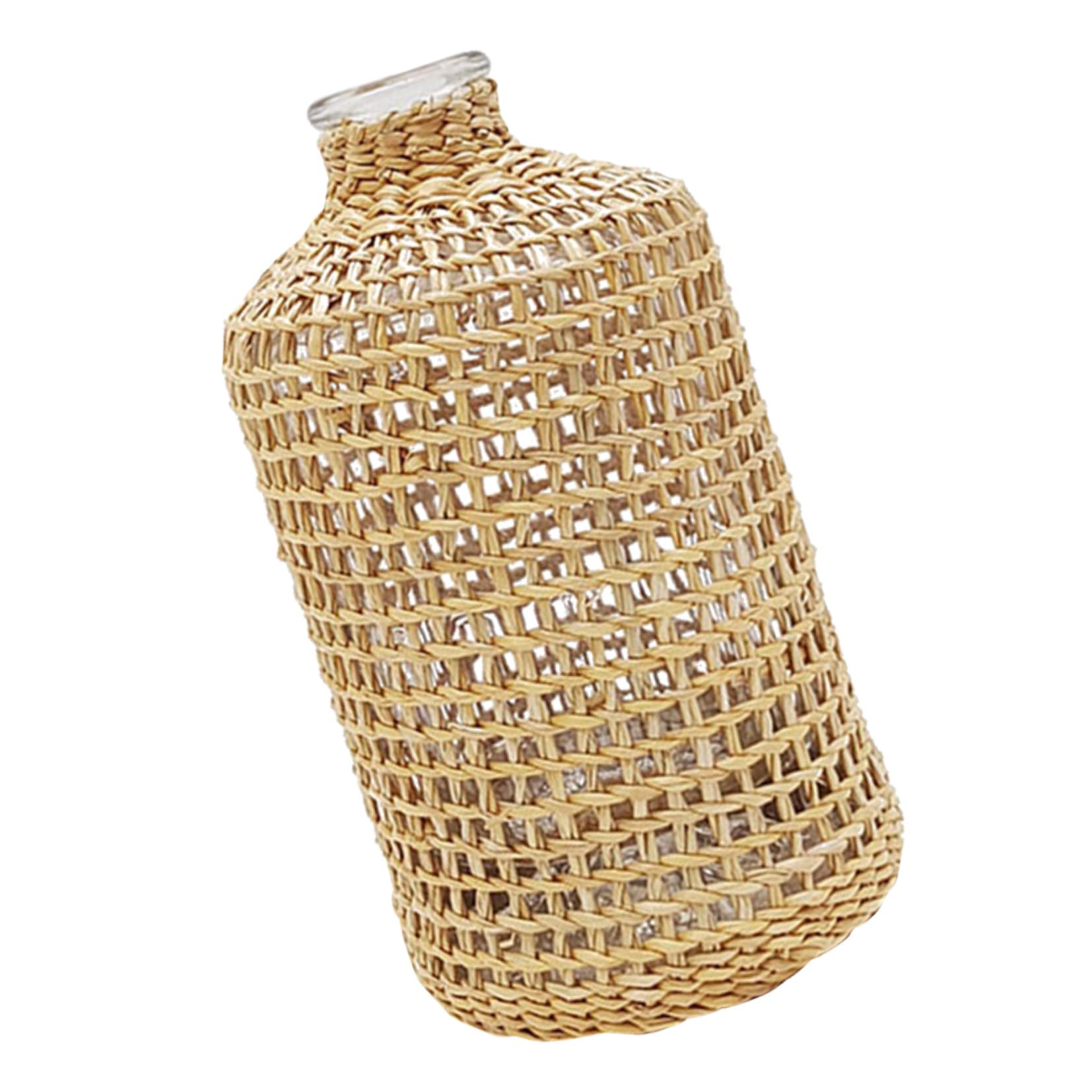 Vase en verre champêtre et paille tressée, cadeau Saint-Valentin