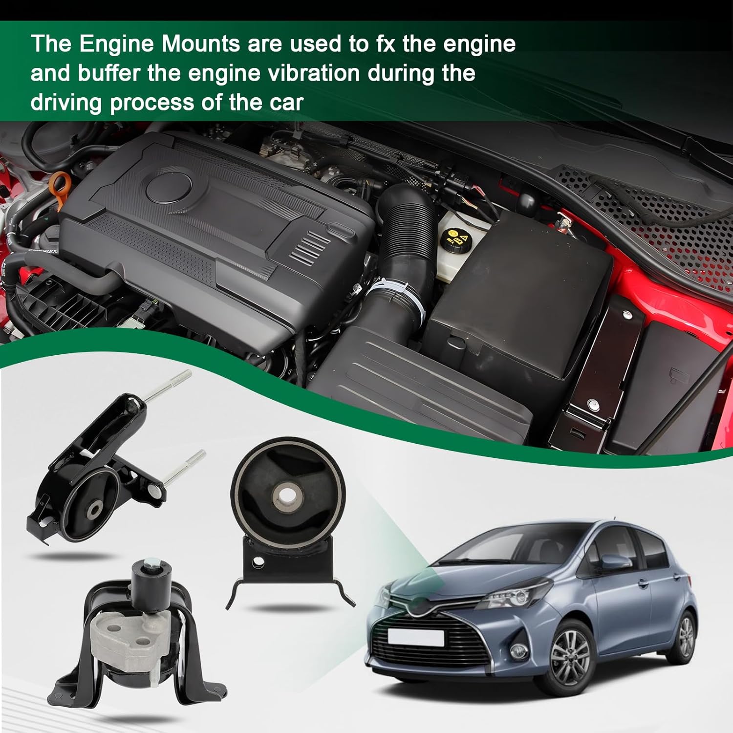 SCITOO Motor Mounts Compatible for 2004-2006 for Scion xA 2004-2006 for Scion xB 2000-2005 for Toyota for Echo 2004 for Toyota for Yaris