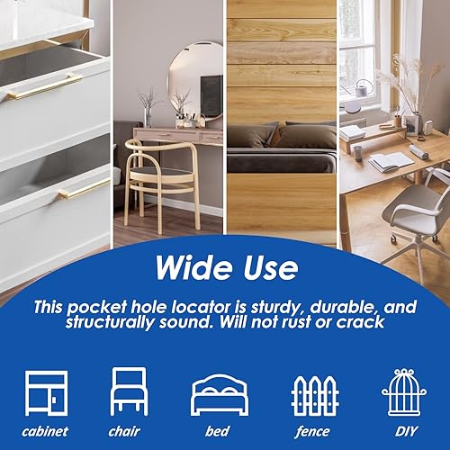 Miniatura 7 de Kit de herramientas de plantilla de agujero de bolsillo, localizador de punzón ajustable, kit de guía de taladro de ángulo de 15 grados,