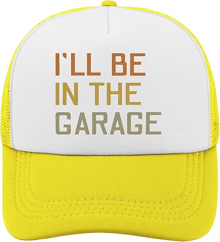 Ill Be in The Garages Retros Colors Dad Jokes Essential Snapback Hat Mens Unisex Summer Trucker Caps