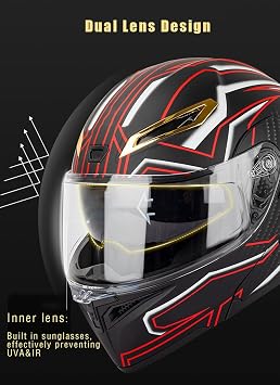Modular Motorcycle Helmet With Gloves And Face Cover, Flip Up Helmet Adult Motorcycle Helmet With Double Visor, ECE Approved Helmet For Men And Women