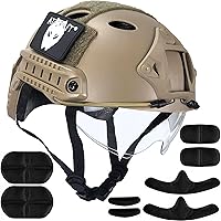 Vista 9 de ATAIRSOFT PJ Type - Casco táctico multifuncional rápido con visera, versión de gafas