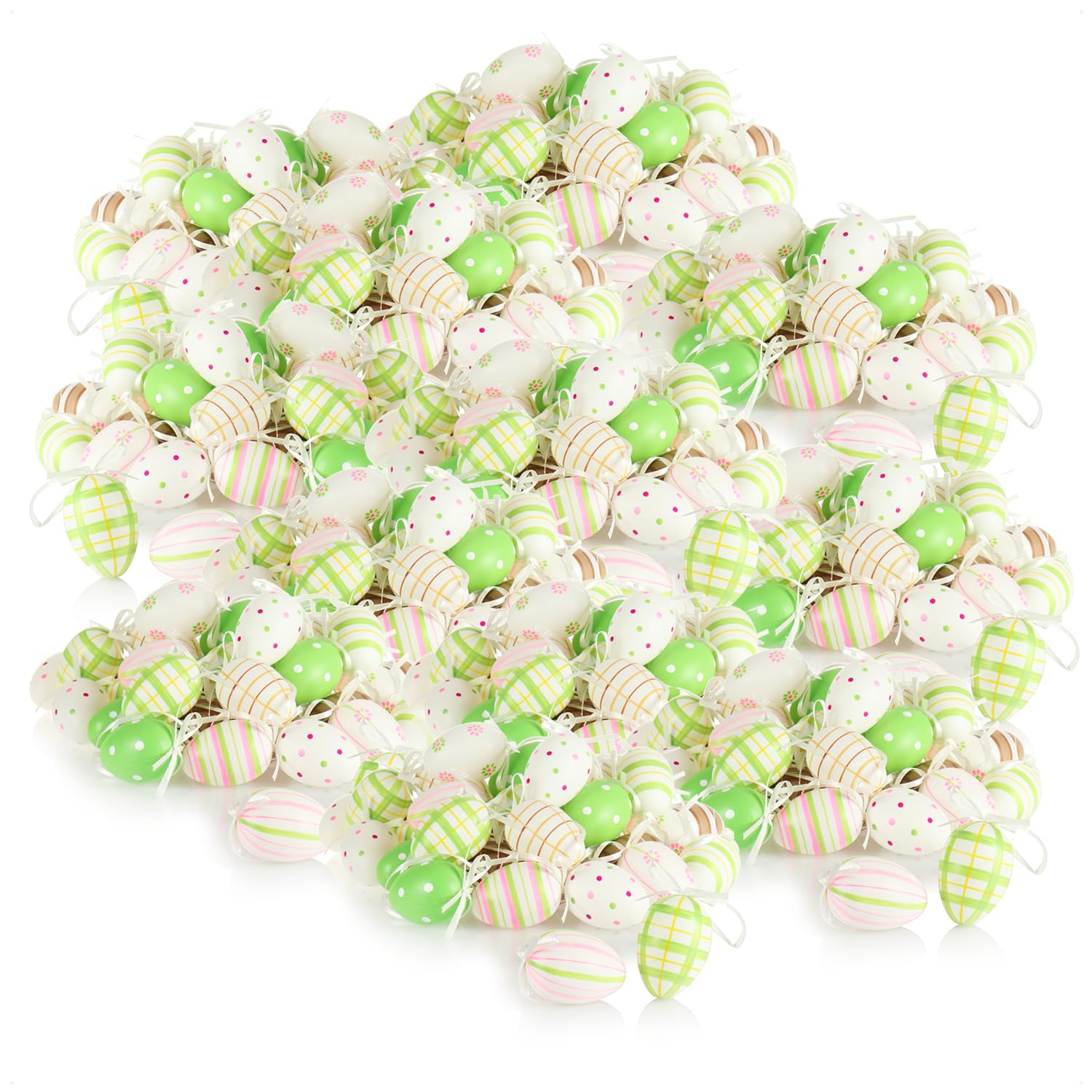 com-four® 432x handbemalte Ostereier zum Aufhängen 6 cm, pastellfarbene