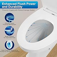 Vista 6 de Inodoro macerante con bomba maceradora de 700 W, tubo de extensión y cuenco redondo, para fregadero de cocina, baño, lavandería, inodoro ascendente