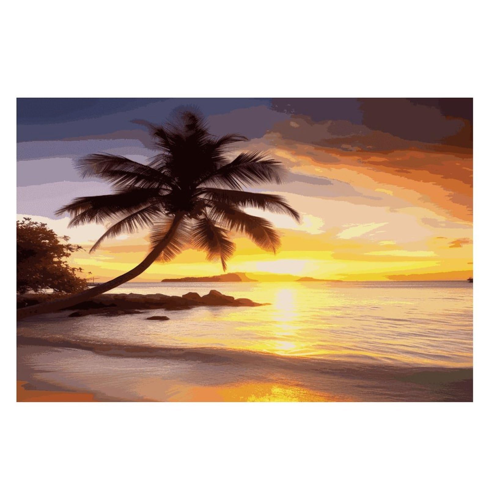 Sunrise Tropical Palm Tree Island Placemats Wipeable Heat Resistant Table Mats Washable Flax Place Mats Elegant Cloth Non-Slip Placemat for Kitchen Dinning Party Table Decor 12 * 18 in