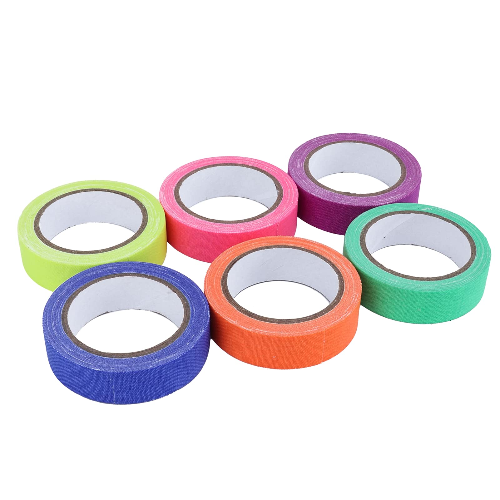6 Pièces e Tape, Adhésif 6 Couleurs Coton Tissu Couleurs Néon Gaffer Ruban de Masquage Scène Nce Prop Gaffer Lumineux pour Fournitures de Fête