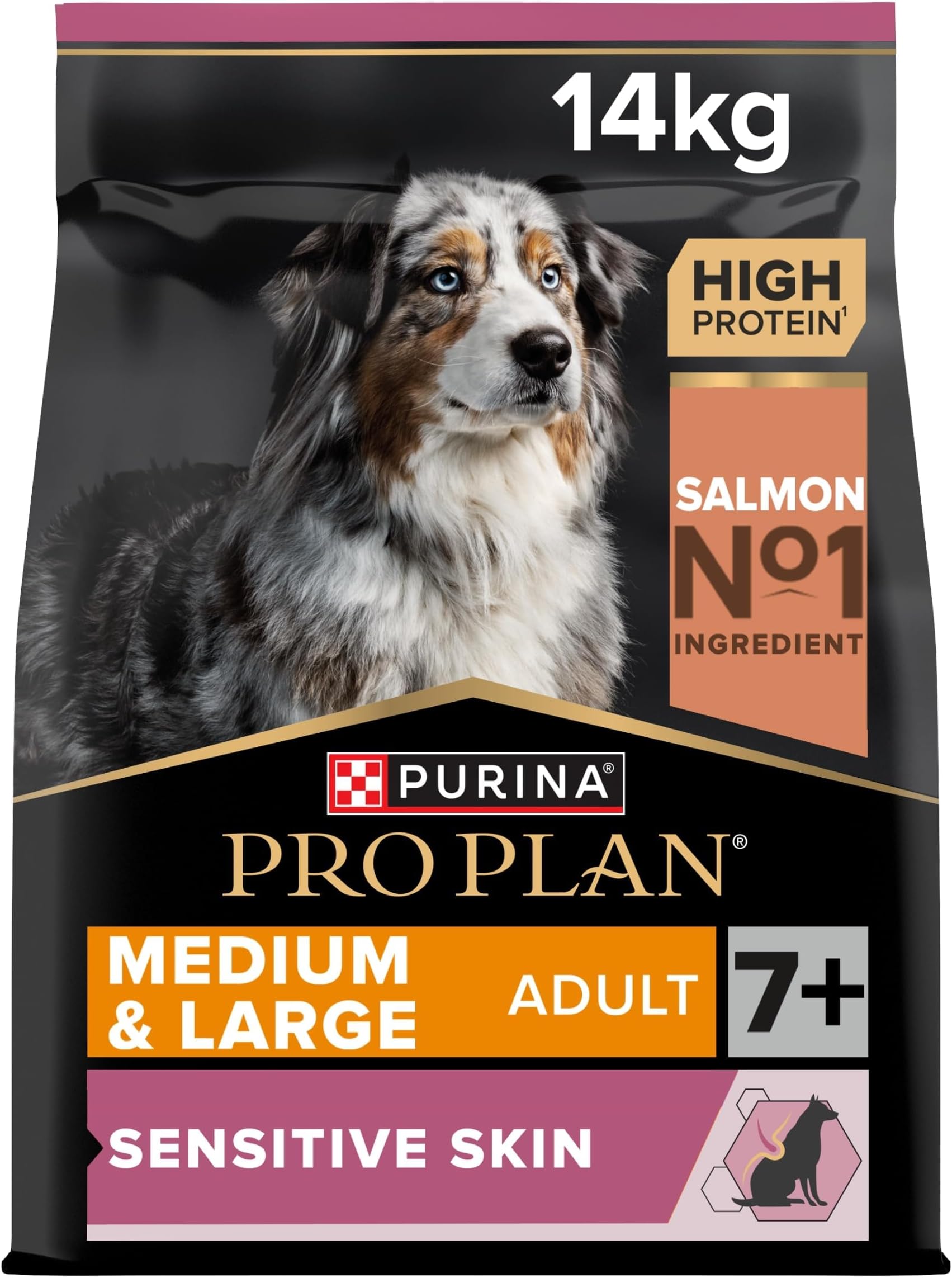 Medium & Large Adult Senior 7+ Sensitive Skin Salmon Dry Dog Food 14kg