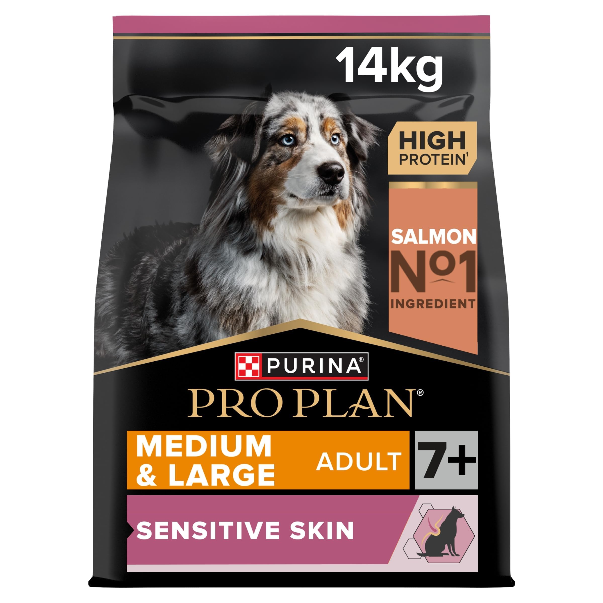 Medium & Large Adult Senior 7+ Sensitive Skin Salmon Dry Dog Food 14kg