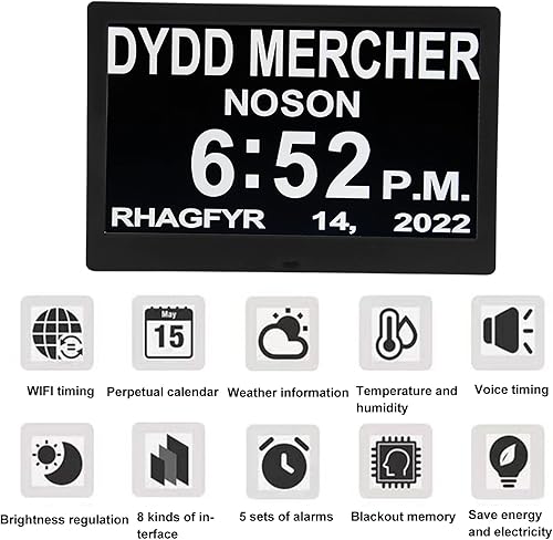 Miniatura 3 de Reloj despertador de fecha, 1024 x 600, reloj digital de 100 a 240 V, pantalla HD de 10 pulgadas, reloj despertador con calendario digital con