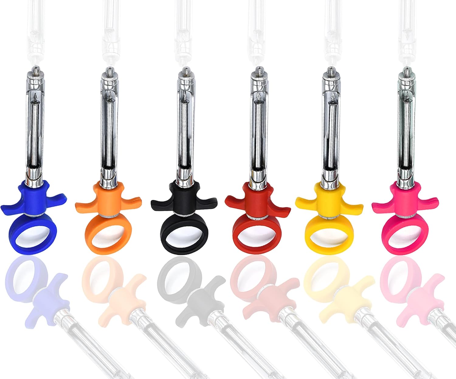 Dental Syringe Self Aspirating 1.8ml Auto Passive Set of 6 Stainless Steel Dental Instrument (Mix Color Plastic)