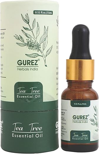 Gurez Tea Tree Essential Oils for Skin, Hair, Face, Acne Care, 100% Pure, Natural and Undiluted Therapeutic Grade Essential Oil (Pack of 1 of 15 ML)
