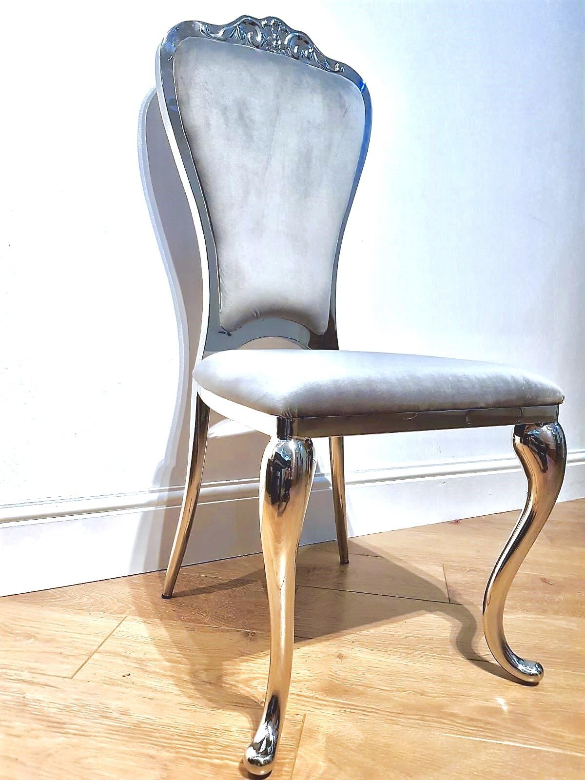 LISF Royal Italian Style Dining Chairs (Silver Velvet)