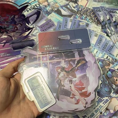 Miniatura 6 de Hilichurl Ruan Mei Stand Star Rail Double Deck Juego de cartas de pie Base de exhibición de personajes Soporte de llavero acrílico