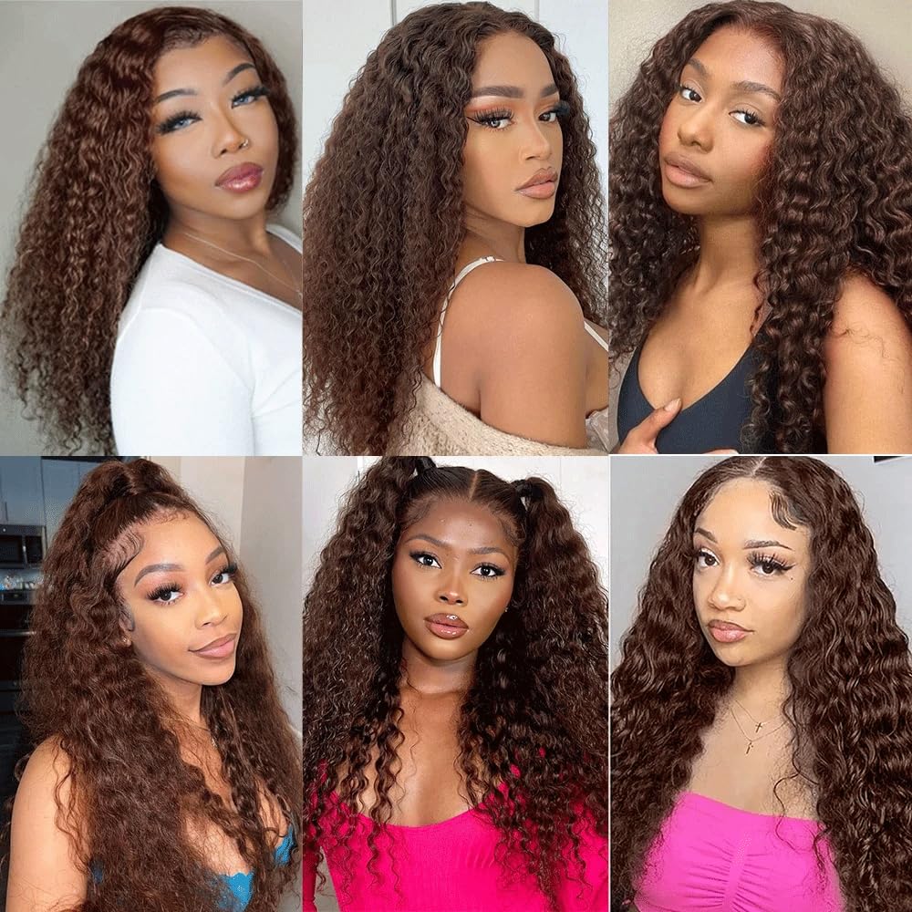 Color 4 Bundle Dark Brown Curly Wave Human Hair Bundles Chocolate Brown 3 Bundles 16 18 20 Inch 8A Garde Brazilian Color 4 Kinky Curly Bundle Virgin Hair