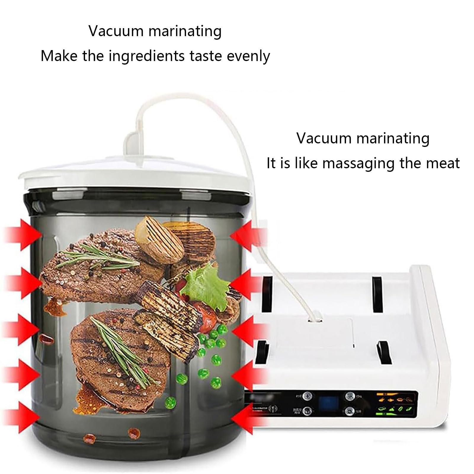 Macchina elettrica per burattare alimenti, multi-marinatore LCD intelligente per la lavorazione degli alimenti da cucina, macchina automatica per marinata di hamburger da 5 litri