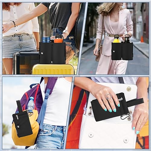 Miniatura 6 de Portavasos de equipaje para maletas, portavasos, plegable, portátil, con asa y gancho, soporte para bebidas de equipaje para dos tazas de café,