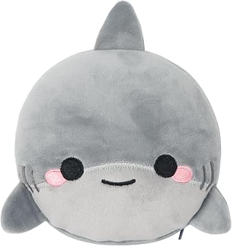 U Scinan Cute Animal 2-in-1 Travel Pillow and Eye Mask Portable Neck Pillow with Adjustable Strap, Soft Plush Support for Airplane, Car, TrainShark