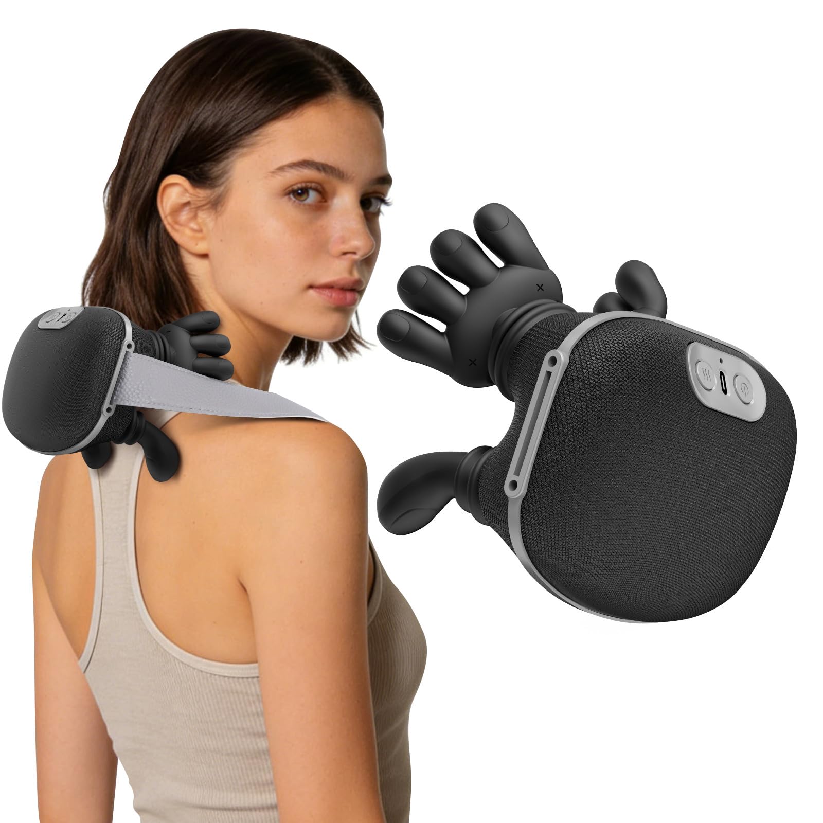 Bionic Neck Massager with Heat Massager 4D Kneading Massager for Body Muscle Pain Relief Deep Tissue Neck and
