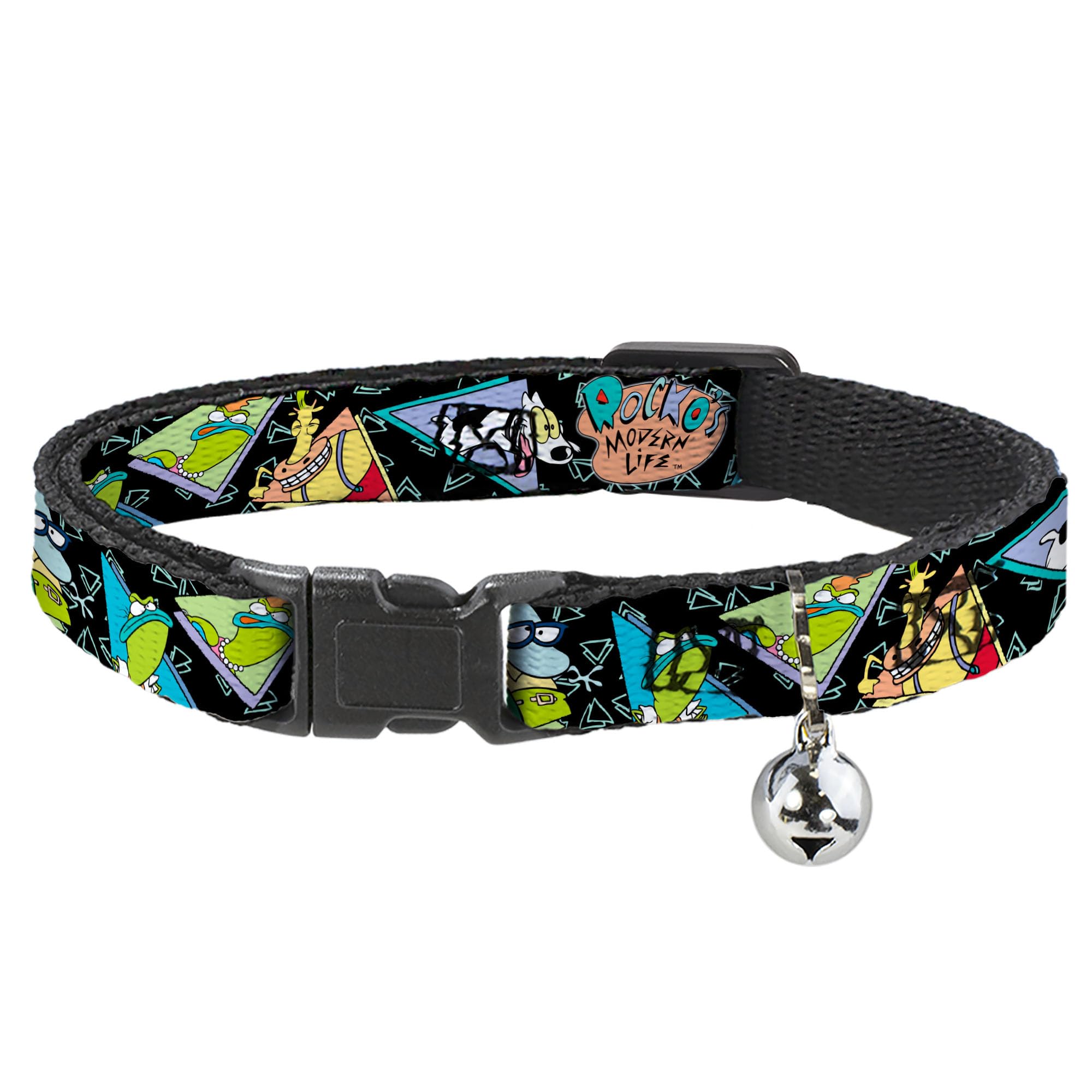 Collar de gato separable ajustable negro azul triángulos Rocko