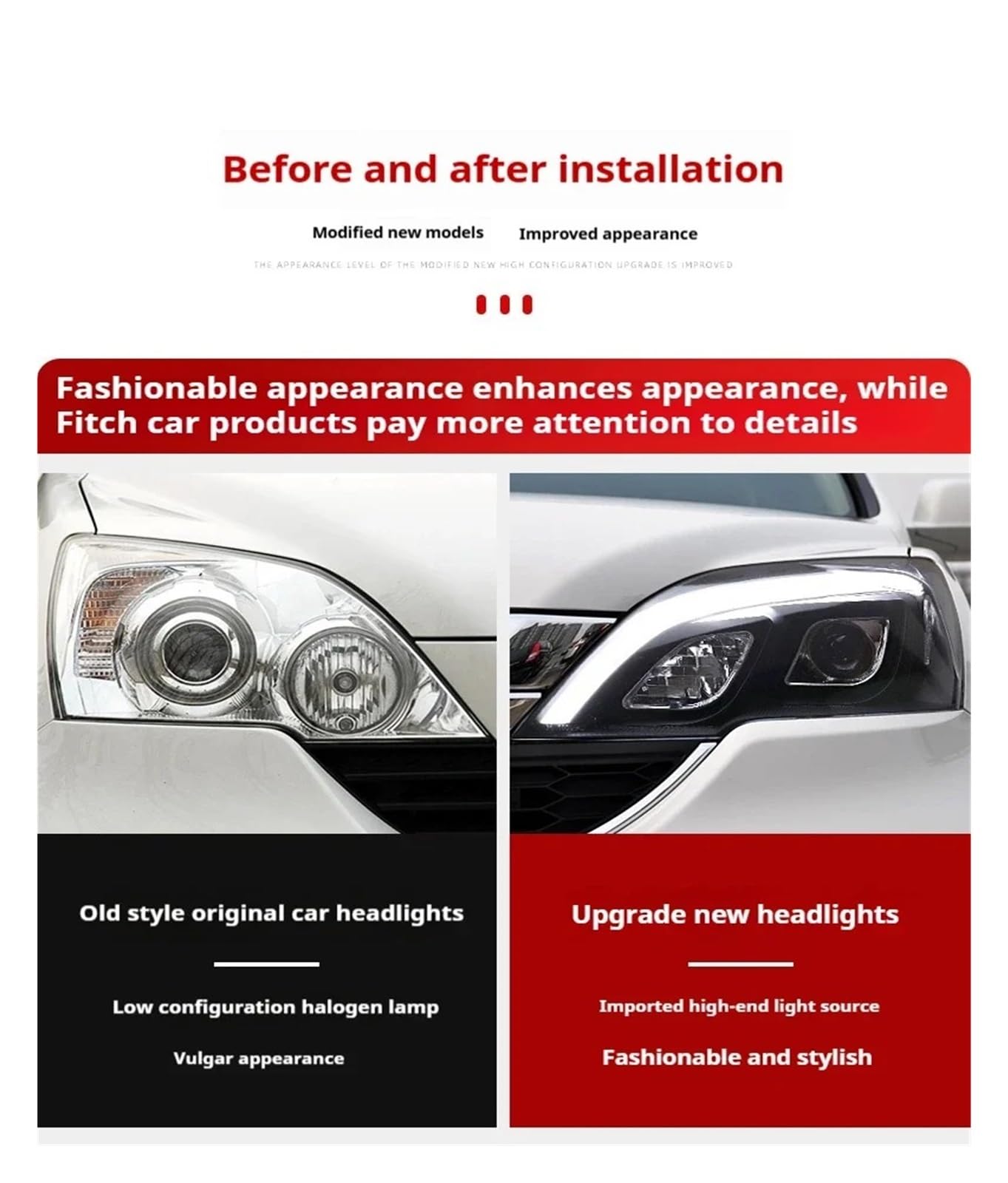 Gruppo Ottico Anteriore per Auto 2007-2011 Luci per Auto Proiettore Faro Luci diurne Accessori automobilistici
