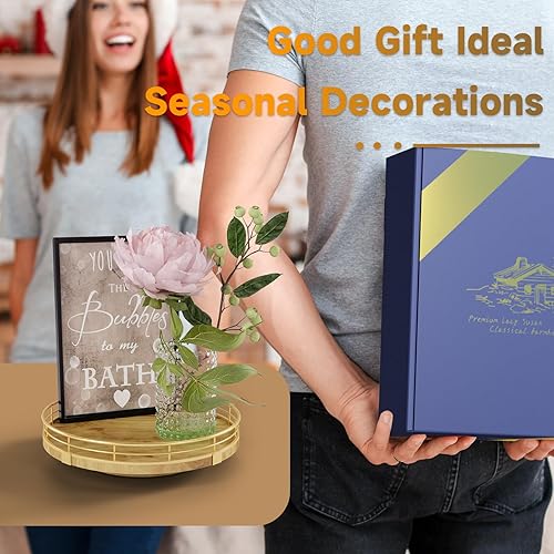 Miniatura 6 de Tabla giratoria redonda de roble de 9 pulgadas para organización en gabinetes, estilo rústico, para almacenamiento en mesa del comedor, despensa,