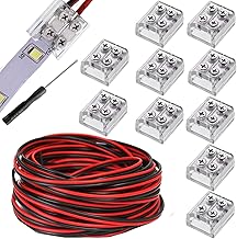 RUNCCI-YUN 10pcs 5V 12V 24V LED 2Pin 8mm Tape Connector with 5M 22AWG Extension Cable LED Strip with Screwdriver (Transparent)