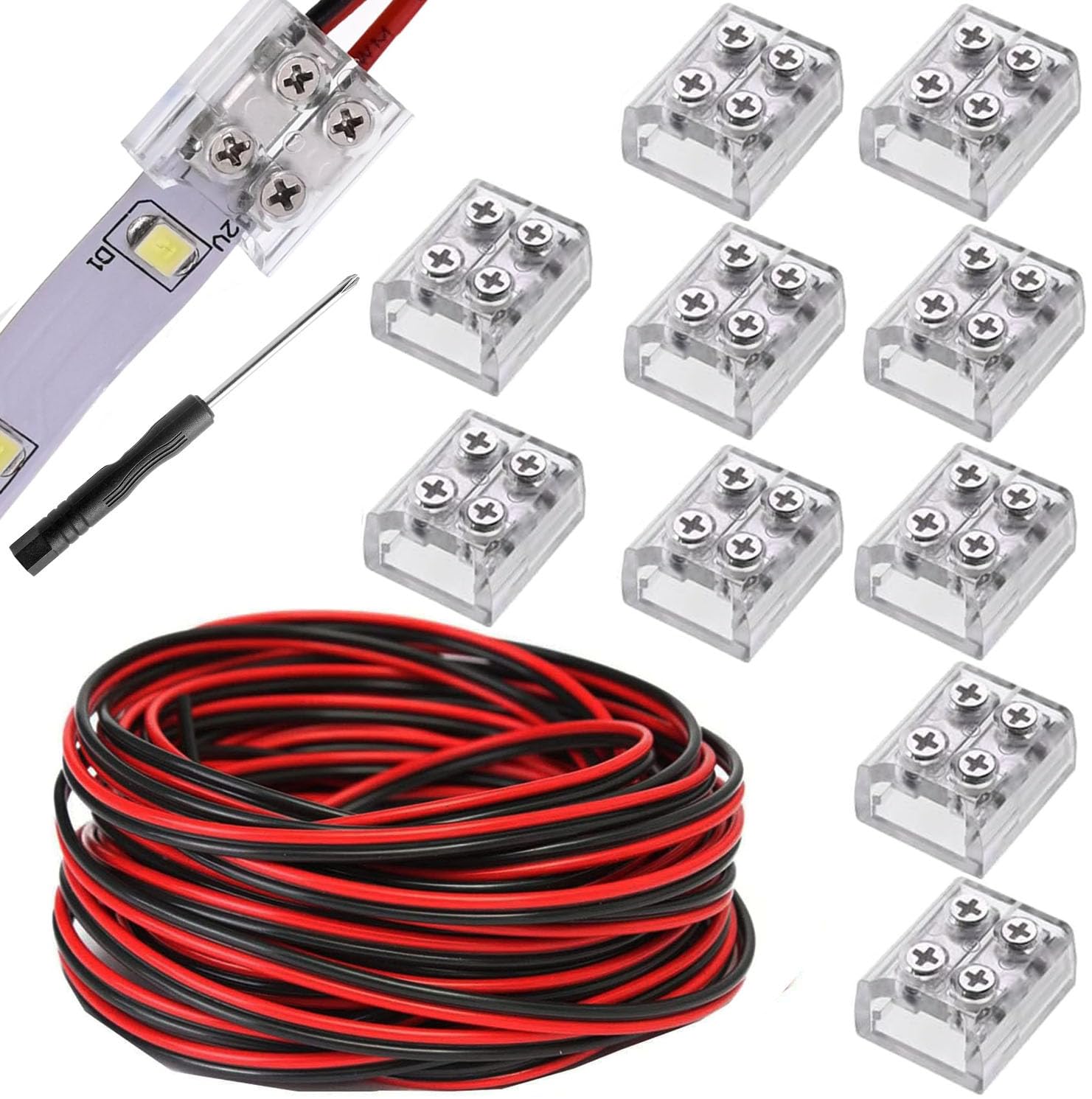 RUNCCI-YUN Kit Connettori LED 6 Pin 12 Mm E Prolunga 5 Metri - Senza Saldatura, Per Strisce LED 5/12/24V, Impermeabili/Non