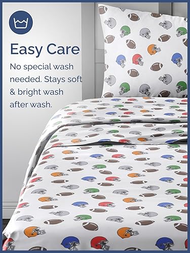 Miniatura 5 de Juego de sábanas de fútbol americano para niños, tamaño individual, sábanas divertidas para camas individuales, bonitas sábanas para niños pequeños