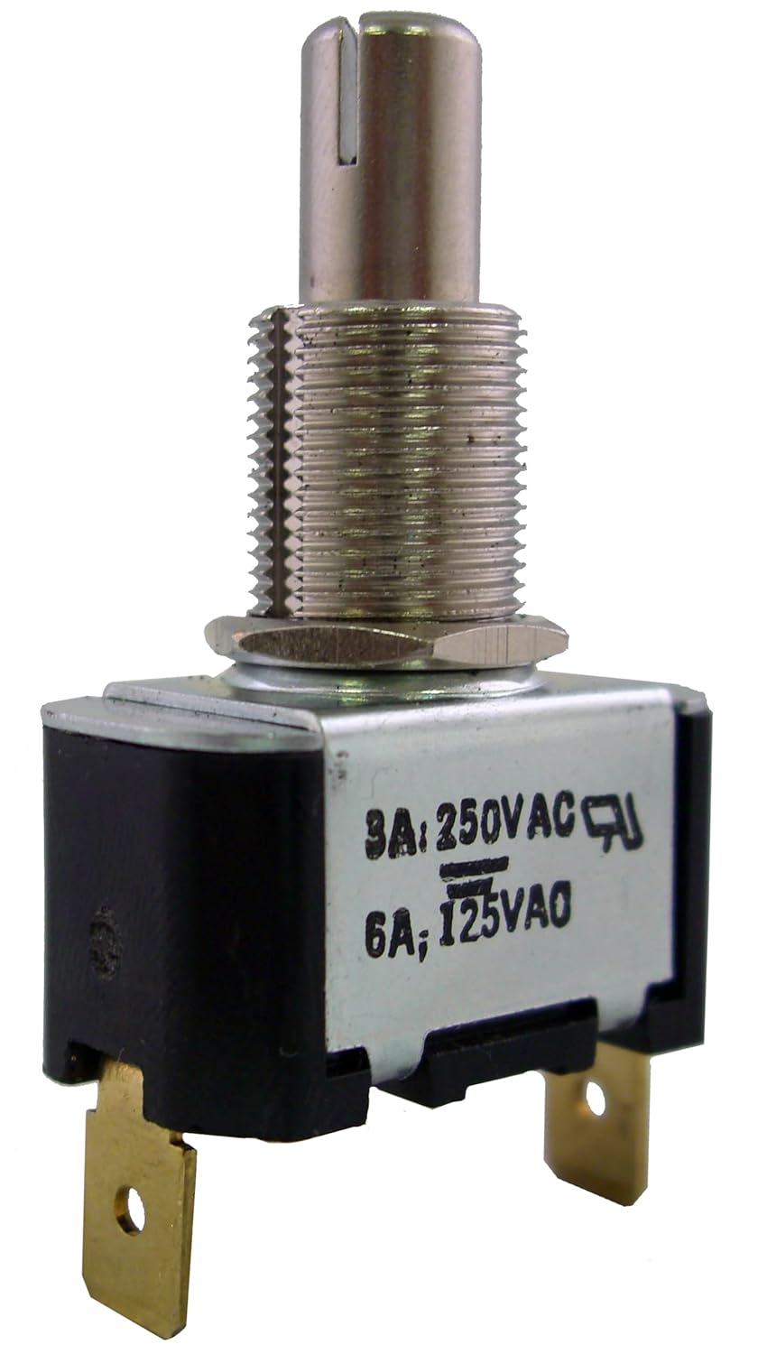 09R002PBSW Pushbutton Switch, 3A 250VAC 6A 125VAC, SPST Toggle Switch